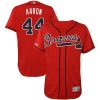 Stunning Braves #44 Hank Aaron Red Flexbase Authentic Collection Stitched MLB Jersey