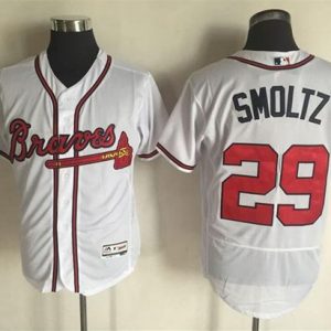 Outstanding Braves #29 John Smoltz White Flexbase Authentic Collection Stitched MLB Jersey