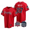 Delightful Atlanta Braves #27 Austin Riley Men's Nike 150th Anniversary 2021 World Series Game MLB Jersey   Red