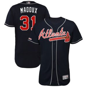 Amazing Braves #31 Greg Maddux Navy Blue Flexbase Authentic Collection Stitched MLB Jersey