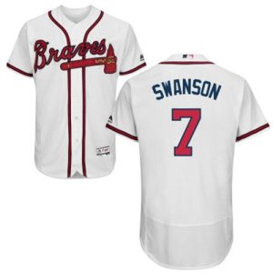 Superb Braves #7 Dansby Swanson White Flexbase Authentic Collection Stitched MLB Jersey