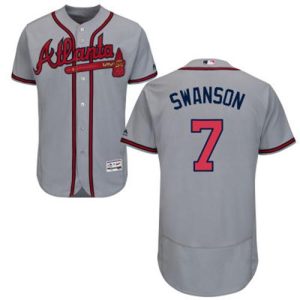 Amazing Braves #7 Dansby Swanson Grey Flexbase Authentic Collection Stitched MLB Jersey