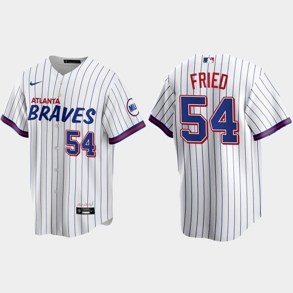 Exceptional Atlanta Braves #54 Max Fried White Men's Nike 2021 City Connect Replica MLB Jersey
