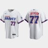 Impressive Atlanta Braves #77 Luke Jackson White Men's Nike 2021 City Connect Replica MLB Jersey