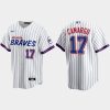 Delightful Atlanta Braves #17 Johan Camargo White Men's Nike 2021 City Connect Replica MLB Jersey