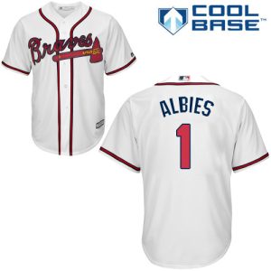 Outstanding Braves #1 Ozzie Albies White New Cool Base Stitched MLB Jersey