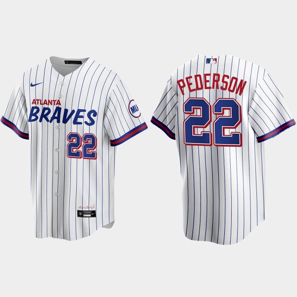 Amazing Atlanta Braves #22 Joc Pederson White Men's Nike 2021 City Connect Replica MLB Jersey