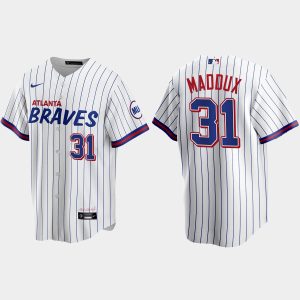 Amazing Atlanta Braves #31 Greg Maddux White Men's Nike 2021 City Connect Replica MLB Jersey