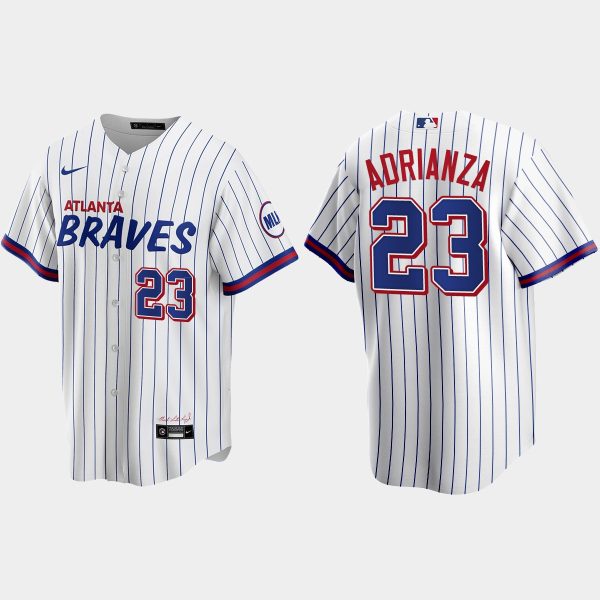 Amazing Atlanta Braves #23 Ehire Adrianza White Men's Nike 2021 City Connect Replica MLB Jersey