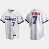 Outstanding Atlanta Braves #7 Dansby Swanson White Men's Nike 2021 City Connect Replica MLB Jersey