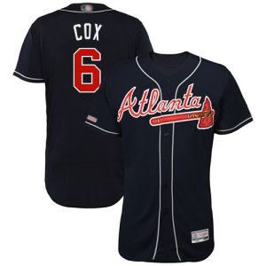 Delightful Braves #6 Bobby Cox Navy Blue Flexbase Authentic Collection Stitched MLB Jersey