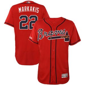 Stunning Braves #22 Nick Markakis Red Flexbase Authentic Collection Stitched MLB Jersey