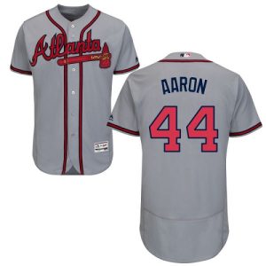 Premium Braves #44 Hank Aaron Grey Flexbase Authentic Collection Stitched MLB Jersey