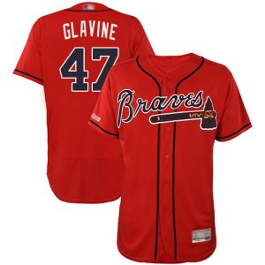 Delightful Braves #47 Tom Glavine Red Flexbase Authentic Collection Stitched MLB Jersey