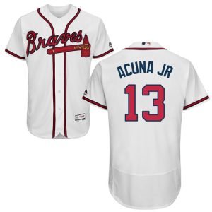 Premium Braves #13 Ronald Acuna Jr. White Flexbase Authentic Collection Stitched MLB Jersey