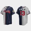 Amazing Atlanta Braves #13 Ronald Acuna Jr. Men's Nike 2021 World Series Champions 1995 Throwback Split Gray Navy MLB Stitched Jersey