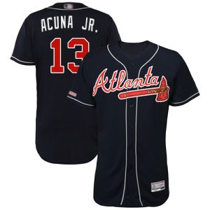 Stunning Braves #13 Ronald Acuna Jr. Navy Blue Flexbase Authentic Collection Stitched MLB Jersey