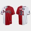 Impressive Atlanta Braves #31 Greg Maddux Men's Nike 2021 World Series Champions Split Red White MLB Stitched Jersey