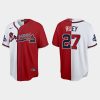 Premium Atlanta Braves #27 Austin Riley Men's Nike 2021 World Series Champions Split Red White MLB Stitched Jersey