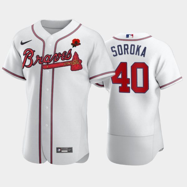 Premium Atlanta Braves #40 Mike Soroka Men's Nike Authentic 2021 Memorial Day MLB Jersey White