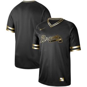Delightful Nike Braves Blank Black Gold Authentic Stitched MLB Jersey