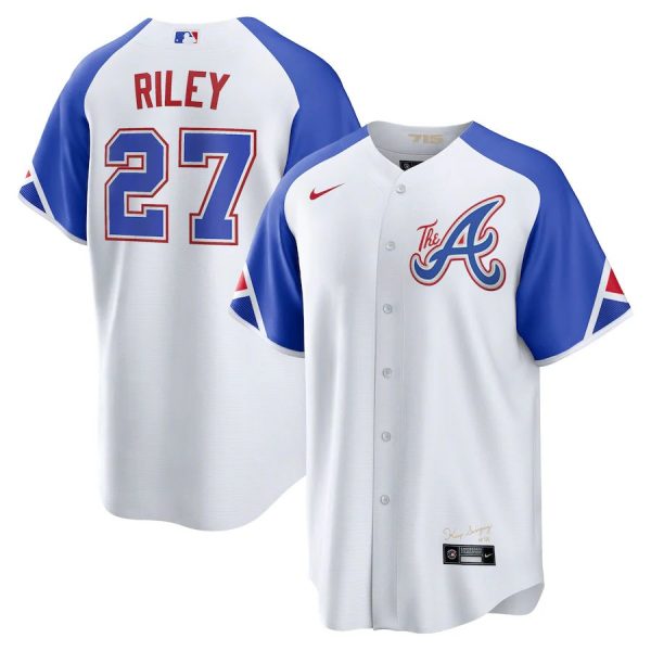 Exceptional Atlanta Braves #27 Austin Riley 2023 City Connect Men's Nike Atlanta Jersey White
