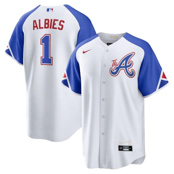 Fantastic Atlanta Braves #1 Ozzie Albies 2023 City Connect Men's Nike Atlanta Jersey White