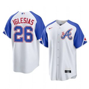 Delightful Atlanta Braves #26 Raisel Iglesias 2023 City Connect Men's Nike Atlanta Jersey   White
