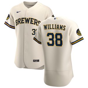 Impressive Milwaukee Brewers #38 Devin Williams Men's Nike Cream Home 2020 Authentic Player MLB Jersey