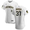 Fantastic Milwaukee Brewers #37 Adrian Houser Men's Nike White Home 2020 Authentic Player MLB Jersey
