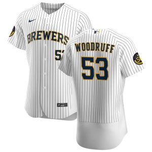 Exceptional Milwaukee Brewers #53 Brandon Woodruff Men's Nike White Home 2020 Authentic Player MLB Jersey
