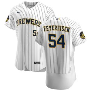Outstanding Milwaukee Brewers #54 J.P. Feyereisen Men's Nike White Home 2020 Authentic Player MLB Jersey