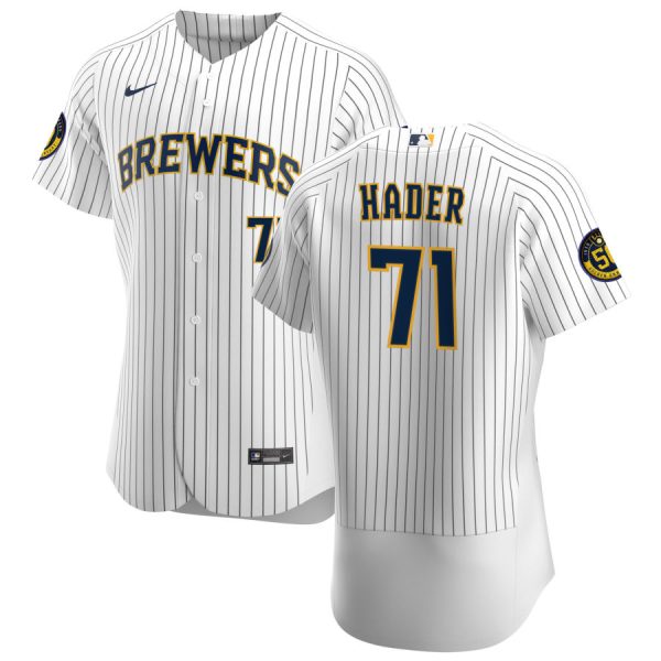 Impressive Milwaukee Brewers #71 Josh Hader Men's Nike White Home 2020 Authentic Player MLB Jersey