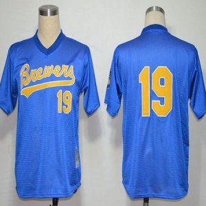 Exceptional Mitchell And Ness 1991 Brewers #19 Robin Yount Blue Stitched MLB Jersey