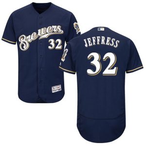 Amazing Brewers #32 Jeremy Jeffress Navy Blue Flexbase Authentic Collection Stitched MLB Jersey