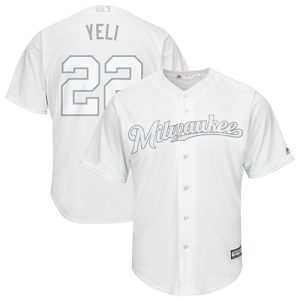 Amazing Brewers #22 Christian Yelich White Yeli Players Weekend Cool Base Stitched MLB Jersey
