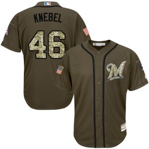 Exceptional Brewers #46 Corey Knebel Green Salute to Service Stitched MLB Jersey
