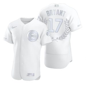 HighQuality Chicago Cubs #17 Kris Bryant Men's Nike Platinum MLB MVP Limited Player Edition Jersey