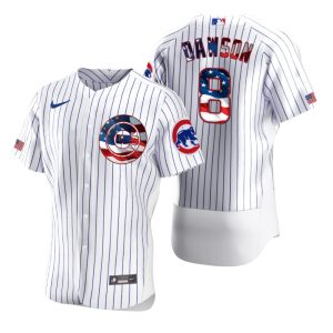Delightful Chicago Cubs #8 Andre Dawson Men's Nike White Fluttering USA Flag Limited Edition Authentic MLB Jersey