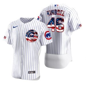 Impressive Chicago Cubs #46 Craig Kimbrel Men's Nike White Fluttering USA Flag Limited Edition Authentic MLB Jersey