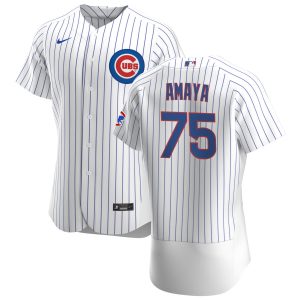 Exceptional Chicago Cubs #75 Miguel Amaya Men's Nike White Home 2020 Authentic Player Jersey