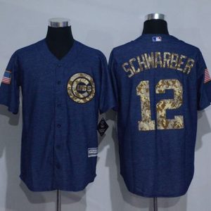 HighQuality Cubs #12 Kyle Schwarber Denim Blue Salute to Service Stitched MLB Jersey