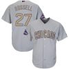 Stunning Cubs #27 Addison Russell Grey 2017 Gold Program Cool Base Stitched MLB Jersey