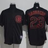 Delightful Cubs #23 Ryne Sandberg Black Strip Stitched MLB Jersey