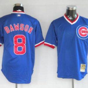Fantastic Mitchell and Ness 1987 Cubs #8 Andre Dawson Stitched Blue Throwback MLB Jersey