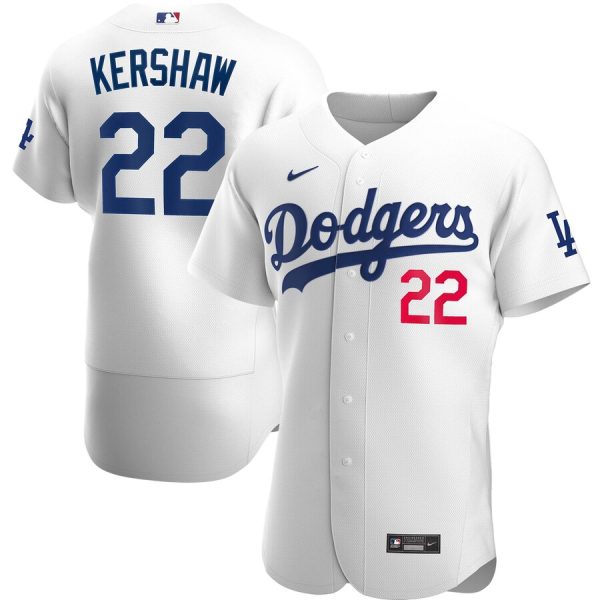 Fantastic Los Angeles Dodgers #22 Clayton Kershaw Men's Nike White Home 2020 Authentic Player MLB Jersey