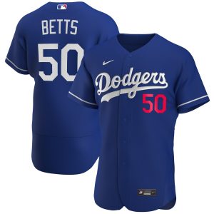 Impressive Los Angeles Dodgers #50 Mookie Betts Men's Nike Royal 2020 Alternate Official Authentic Player MLB Jersey