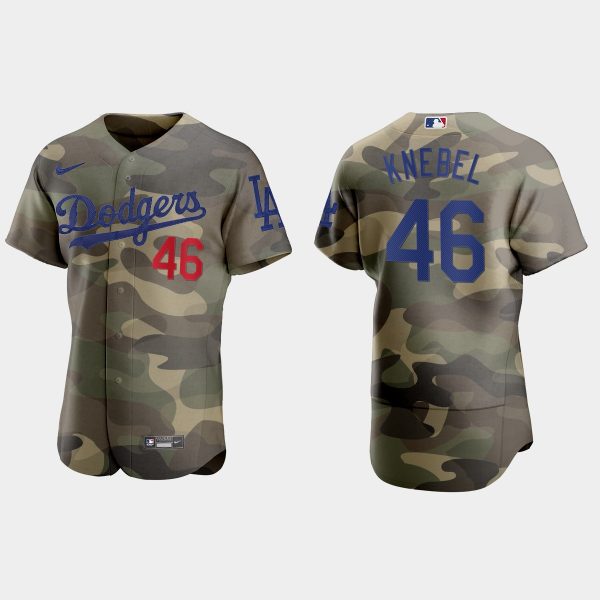 Outstanding Los Angeles Dodgers #46 Corey Knebel Men's Nike 2021 Armed Forces Day Authentic MLB Jersey Camo
