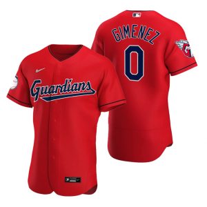 Stunning Cleveland Guardians #0 Andres Gimenez Red Men's Nike 2022 Authentic Alternate MLB Jersey