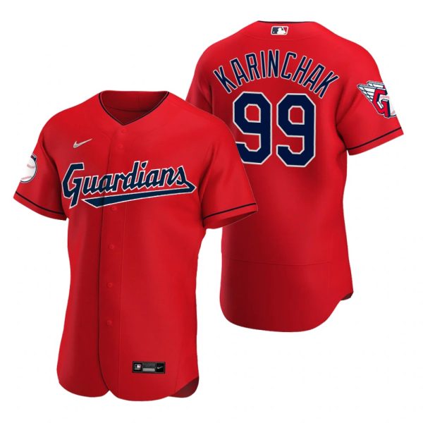 Superb Cleveland Guardians #99 James Karinchak Red Men's Nike 2022 Authentic Alternate MLB Jersey